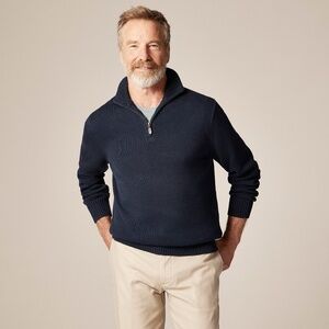 Men’s J. CREW Heritage Cotton Half-Zip Sweater Navy Blue Pullover Cotton Medium